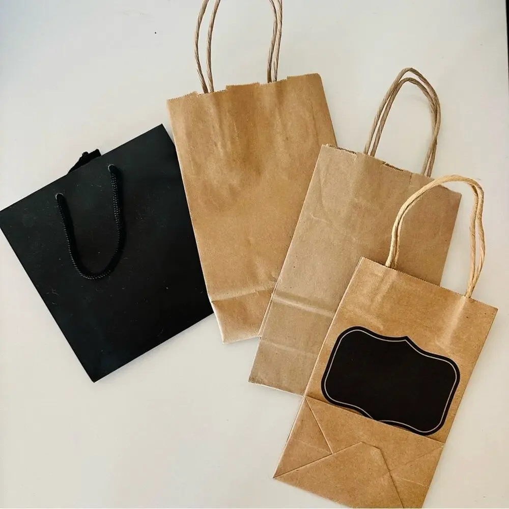 20 Assorted Gift Bag Presents Wrapping Metallic Black Red Pink Gold Kraft Paper